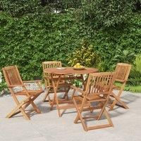 vidaXL Garden Dining Set 5 Piece Outdoor Dining Set Wooden Chair and Table Armchair Patio Furniture Dinner Table and Chair Solid Wood Acacia