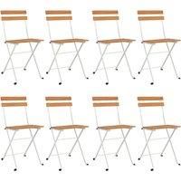 Solid Wood Acacia Folding Garden Chairs Steel Outdoor Dining Chair vidaXL