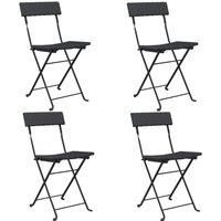 Folding Bistro Chairs Poly Rattan and Steel Patio Outdoor Dining Chair vidaXL