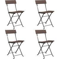 Folding Bistro Chairs Poly Rattan and Steel Patio Outdoor Dining Chair vidaXL