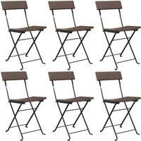 Folding Bistro Chairs Poly Rattan and Steel Patio Outdoor Dining Chair vidaXL