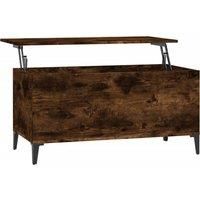vidaXL Coffee Table with Lift-Top Design, Smoked Oak Finish, Engineered Wood and Metal, Ideal for Living Room, Features Hidden Compartment for Organized Storage