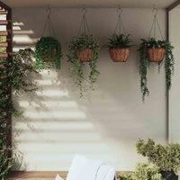 vidaXL Hanging Planters 4pc w/ Coco Liners Black 30x52cm