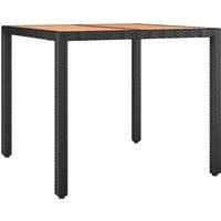 Garden Table with Wooden Top Coffee Table Outdoor End Table Poly Rattan vidaXL