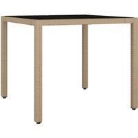 Garden Table with Wooden Top Coffee Table Outdoor End Table Poly Rattan vidaXL