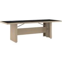 Garden Table with Wooden Top Coffee Table Outdoor End Table Poly Rattan vidaXL