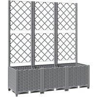 vidaXL Garden Planter with Trellis Light Grey 120x40x136 cm PP