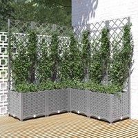 Garden Planter with Trellis PP Outdoor Raised Bed Flower Pot Planter vidaXL