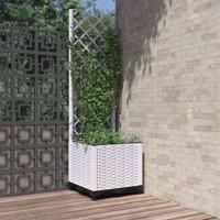 vidaXL Garden Planter with Trellis - White Polypropylene Outdoor Raised Bed (40x40x136 cm) for Patio, Terrace, Climbing Plants Support