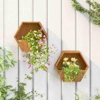 vidaXL Rusty Corten Steel Wall Planters - Rectangular Hanging Flower Plant Pot for Garden, Balcony, Patio Decor, Brown Steel 30x10x25 cm
