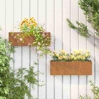 Wall Planters Decor Hanging Flower Plant Pot 2 pcs Rusty Corten Steel vidaXL
