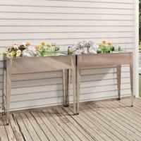 2x Garden Planters Galvanised Steel Patio Raised Bed Outdoor Flower Pot vidaXL