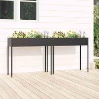 2x Garden Planters Anthracite Galvanised Steel Raised Bed Flower Pot vidaXL