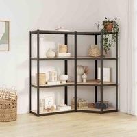 vidaXL 4-Layer Shelves 2 pcs Set, Anthracite Steel and Engineered Wood, Flexible and Adjustable, High Load Capacity, Easy Assembly, Industrial Style Storage Solution