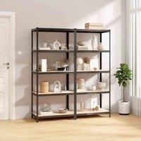 Vidaxl 5-layer Shelves 2 Pcs Grey Steel&engineered Wood