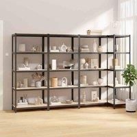 vidaXL 4x 5-Layer Shelves Indoor Storage Rack Warehouse Rack Industrial Shelving Storage Shelf Anthracite Steel and Engineered Wood