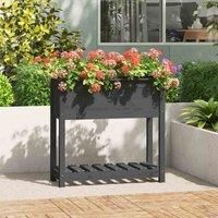 Solid Wood Pine Planter with Shelf Plant Raised Bed Multi Colours/Sizes vidaXL