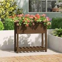 Solid Wood Pine Planter with Shelf Plant Raised Bed Multi Colours/Sizes vidaXL