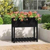Solid Wood Pine Planter with Shelf Plant Raised Bed Multi Colours/Sizes vidaXL