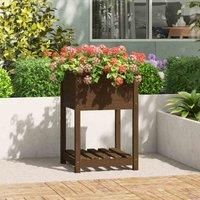 Solid Wood Pine Planter with Shelf Plant Raised Bed Multi Colours/Sizes vidaXL