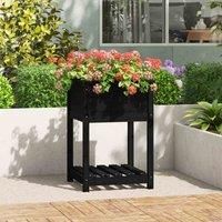 Solid Wood Pine Planter with Shelf Plant Raised Bed Multi Colours/Sizes vidaXL