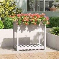 Solid Wood Pine Planter with Shelf Plant Raised Bed Multi Colours/Sizes vidaXL