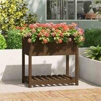 Solid Wood Pine Planter with Shelf Plant Raised Bed Multi Colours/Sizes vidaXL