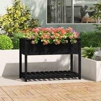 Solid Wood Pine Planter with Shelf Plant Raised Bed Multi Colours/Sizes vidaXL