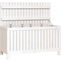 Solid Wood Pine Garden Storage Box White 115x49x60 cm Wooden Tool Chest vidaXL