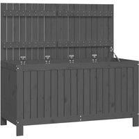 vidaXL Garden Storage Box - Solid Pine Wood, Grey - Spacious, Rustic Design with Hydraulic Gas Lift and Ventilated Slats - 121x55x64 cm