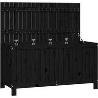 vidaXL Black Garden Storage Box - Solid Pine Wood Construction, Hydraulic Gas Lift Lid, Ample Storage Space, Easy Assembly, Ideal for Outdoor Use