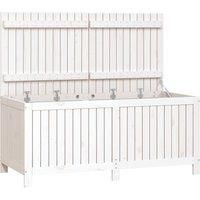 vidaXL Garden Storage Box in Solid Pine Wood - Large Capacity, Hydraulic Lid and Ventilated Design - White