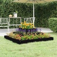 vidaXL Square Black Solid Pine Wood Planter Box - 80x80x27 cm - 3-Tier Design - Sturdy Frame - Garden Decor