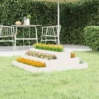 vidaXL Solid Pine Wood Planter - Square White Outdoor Planter Box, 80x80x27 cm, Decorative Flower Pot for Garden and Balcony, Stair-Step Style, Easy Assemble
