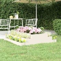 vidaXL Solid Pine Wood Planter – Stair-step Structure in Elegant White - Ideal for Short to Long Rooted Plants, 110x110x27 cm