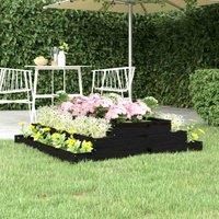 vidaXL Solid Wood Pine Planter Black 110x110x27 cm Raised Bed Flower Stand