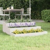 vidaXL Solid Pine Wood Planter in Rustic White - 78 x 78 x 27 cm - Multilevel Stair-Step Design for Various Root Lengths - Sturdy and Decorative For Garden