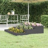 vidaXL Solid Wood Pine Planter Grey 107x107x27 cm Raised Bed Flower Stand