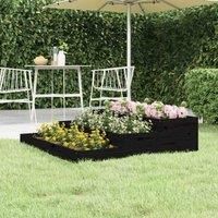 vidaXL Solid Wood Pine Planter Black 107x107x27 cm Raised Bed Flower Stand