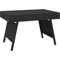 vidaXL Foldable Side Table - Weather-Resistant Poly Rattan Material, Black Color - With Powder-Coated Steel Frame - Space-Saving Design Suitable for Indoor/Outdoor Use