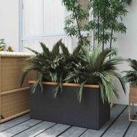 vidaXL Black Poly Rattan Raised Bed Pot - Weather-Resistant Rectangular Planter for Garden/Patio/Balcony with Steel Frame, Inner Bag, 80x40x40cm