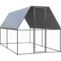 vidaXL Outdoor Chicken Cage 2x4x2 m Galvanised Steel, Silver