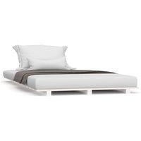 vidaXL Solid Pinewood Bed Frame – White, 90x190 cm 3FT Single Size, Durable and Stable Sleep Furniture with Plywood Slats