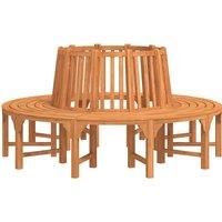 vidaXL Solid Eucalyptus Wood Round Tree Bench - Circular Wrap-Around Farmhouse Style Outdoor Seating for Garden/Patio, Ø208 cm, Brown