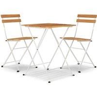 vidaXL 3 Piece Folding Bistro Set, Solid Acacia Wood and Steel Construction, Outdoor Ready, Garden, Balcony and Patio Furniture, Easy to Store and Transport design, Space-Efficient, Assembly Manua...