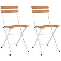 Solid Wood Acacia Folding Garden Chairs Steel Outdoor Dining Chair vidaXL