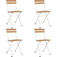 vidaXL 4 pcs Folding Bistro Chairs in Durable Solid Acacia Wood and Stable Steel Frame- Compact Design for Easy Transport and Storage