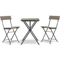 Folding Bistro Set 3 Piece Poly Rattan Patio Table Chair Multi Colours vidaXL