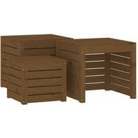 Garden Box Set Patio Wooden Outdoor Storage Box 3 Piece Solid Wood Pine vidaXL
