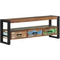 vidaXL TV Stand/Cabinet - Retro Style, Solid & Reclaimed Wood - 3 Drawers & Open Compartment - 120x30x45 cm - Antique brown